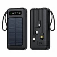 Power bank Bossney BS-E5723, 20 000 mAh, carga rápida 22.5 W, solar, 4 cables y linterna LED, negro