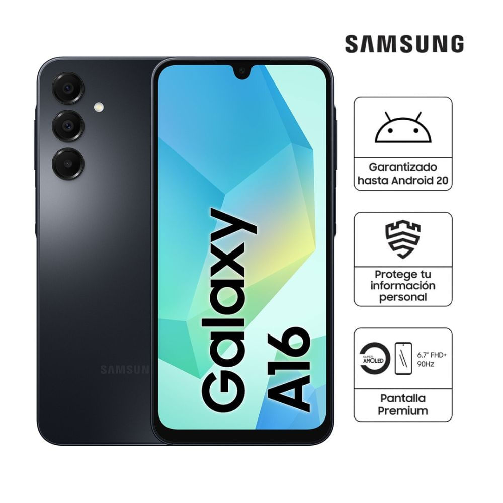 Imagen 2 del producto Samsung Galaxy A16 4G, 128 GB, 4 GB RAM, pantalla Super AMOLED 6.7"", negro