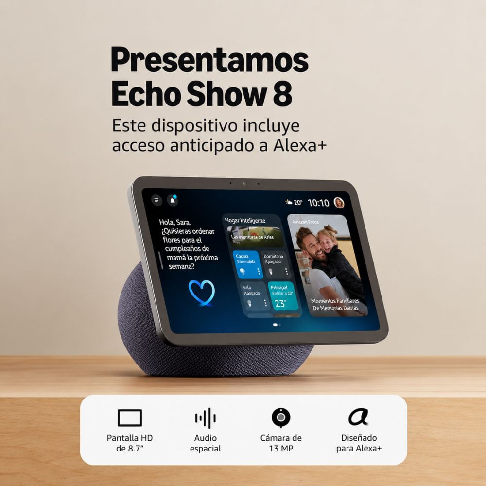 Imagen 2 del producto Amazon Echo Show 8 4ta Gen, Wi-Fi, pantalla HD 8.7"", audio espacial, Alexa, negro
