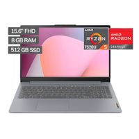 Laptop Lenovo Ideapad Slim 15.6"", AMD Ryzen 5 7520U, 512GB SSD, 8GB RAM, Windows 11, gris