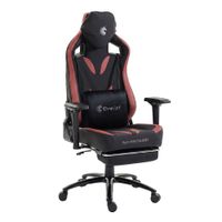 Silla gamer Dreizt Thunder Series, hasta 150 kg, con reposapiés y 2 almohadillas, estructura de acero, reclinable, rojo