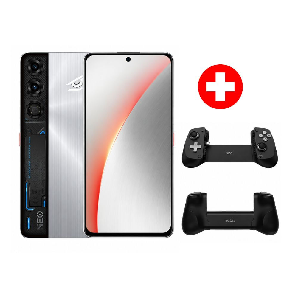 Celular ZTE Nubia Neo 5 Max 5G, 512 GB, 8 GB RAM, plata + Game Pad 2 + Hi-Fi Speaker