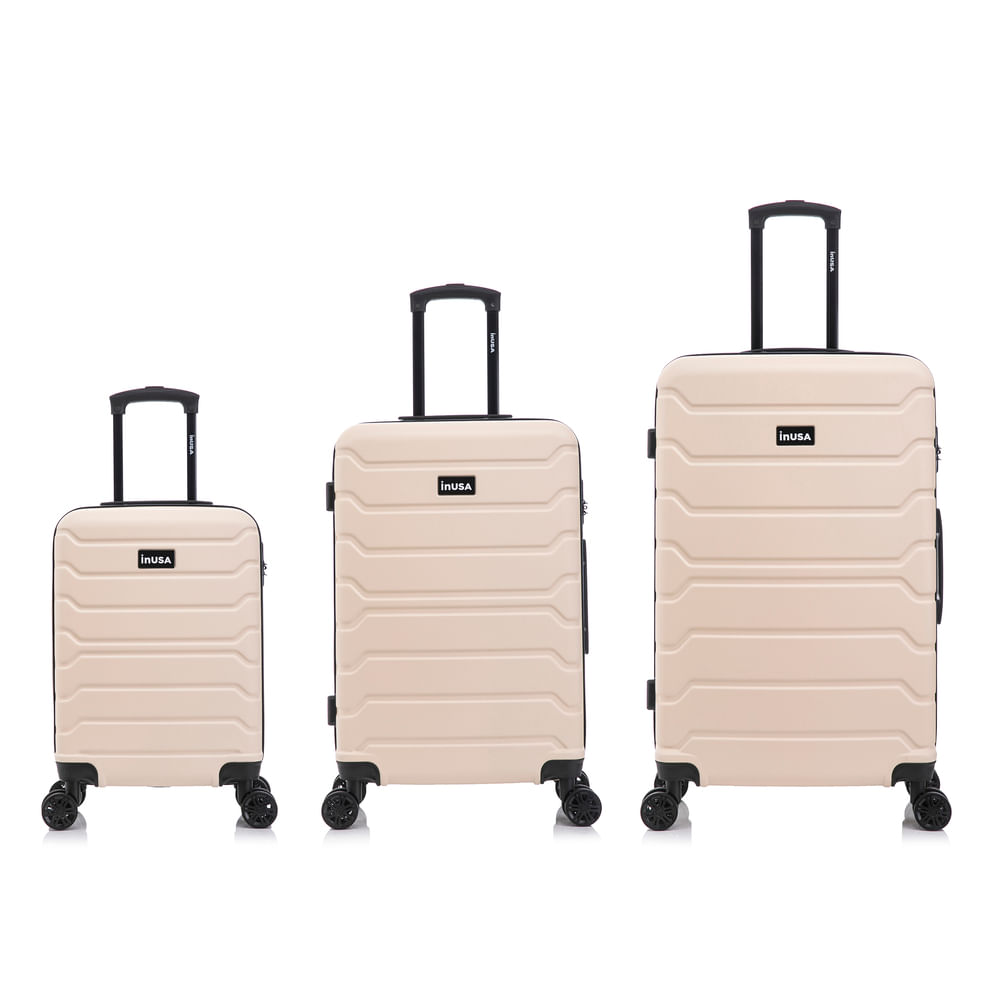 Imagen 2 del producto Set de 3 maletas de viaje InUSA Trend, capacidades de 10, 15 y 23 kg, estructura rígida de ABS, 4 ruedas dobles, color arena