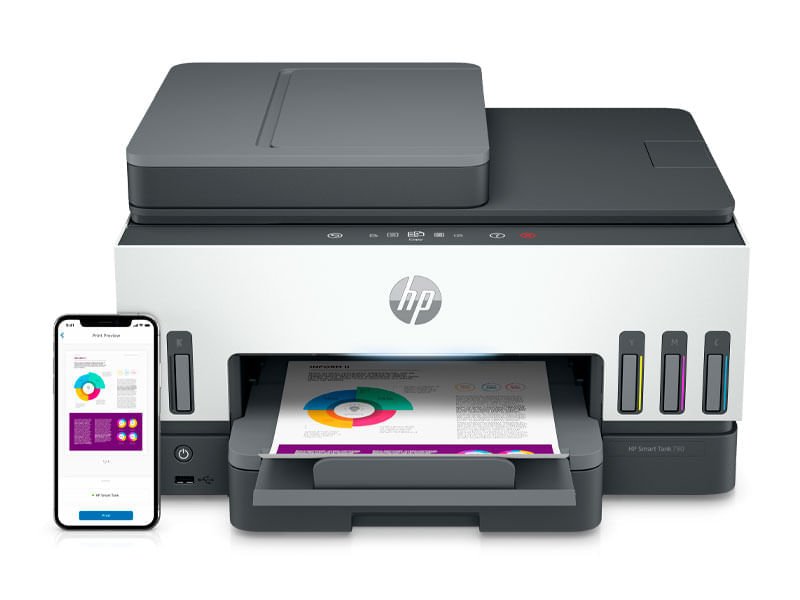 Imagen 2 del producto Impresora multifuncional HP Smart Tank 790, inyección de tinta, inalámbrica y alámbrica, Wi-Fi, con tanques recargables