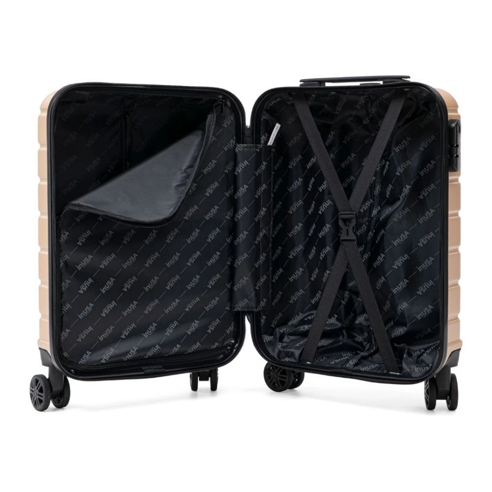 Imagen 2 del producto Maleta de cabina InUSA Trend 47 cm, ABS resistente, 10 kg, 4 ruedas 360°, cerradura de combinación, ligera y elegante, champagne
