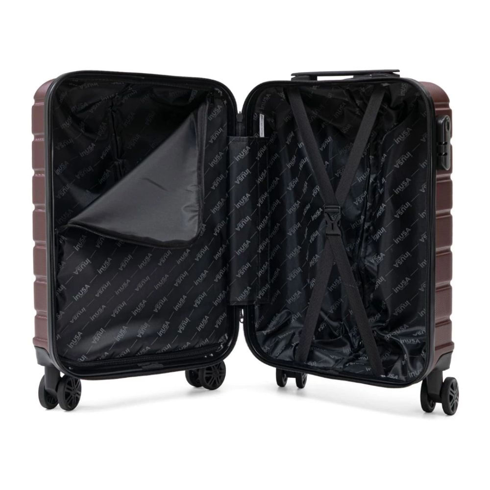 Imagen 2 del producto Maleta de cabina InUSA Trend 47 cm, ABS resistente, 10 kg, 4 ruedas 360°, cerradura de combinación, ligera y elegante, vino