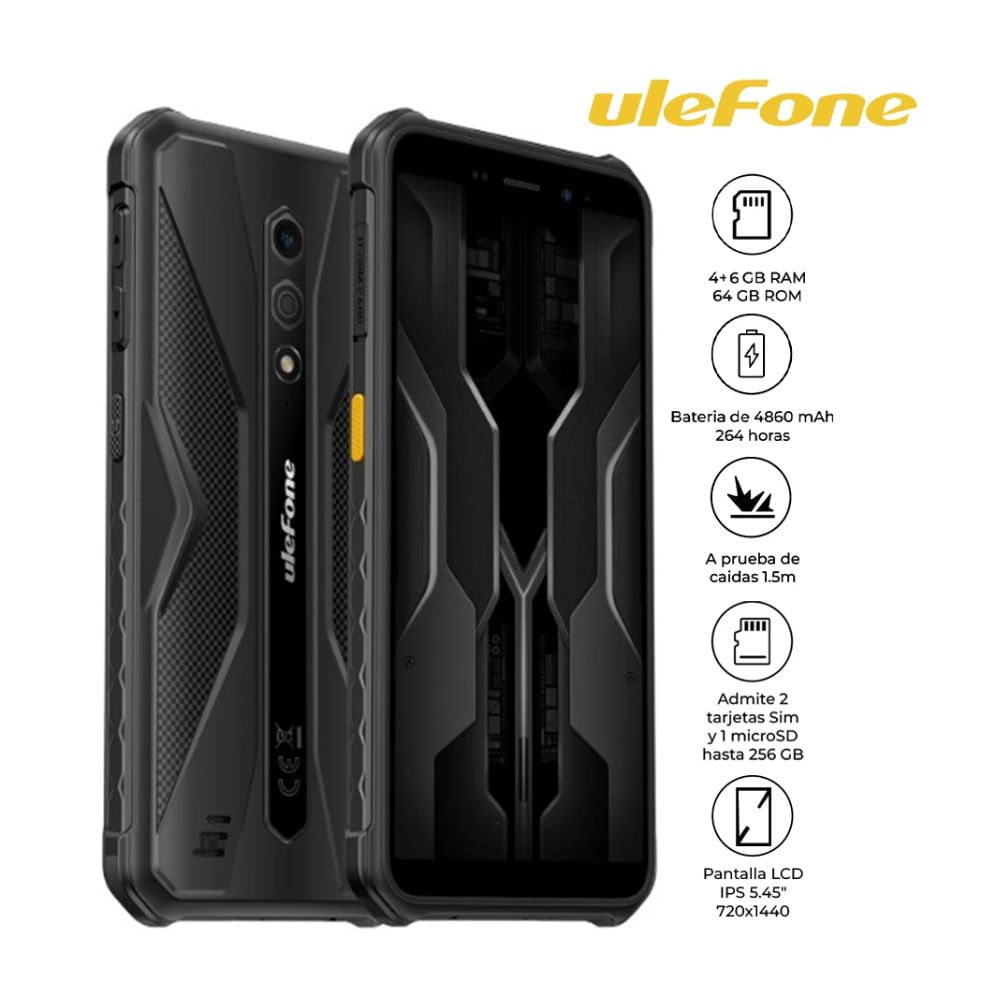 Imagen 2 del producto Celular Ulefone Armor X12 Pro 4G, 64 GB, 4 GB RAM + 6 GB RAM virtual, IP68/IP69K, negro