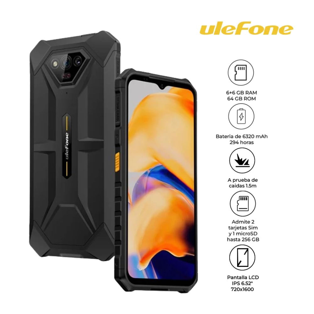 Imagen 2 del producto Celular Ulefone Armor X13 4G, 64 GB, 6 GB RAM + 6 GB RAM virtual, IP68/IP69K, negro