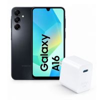 Samsung Galaxy A16 4G 128GB, 4GB RAM, cámara dorsal de 50MP y frontal de 13MP, negro + cargador PD 30W 1HORA GAR164