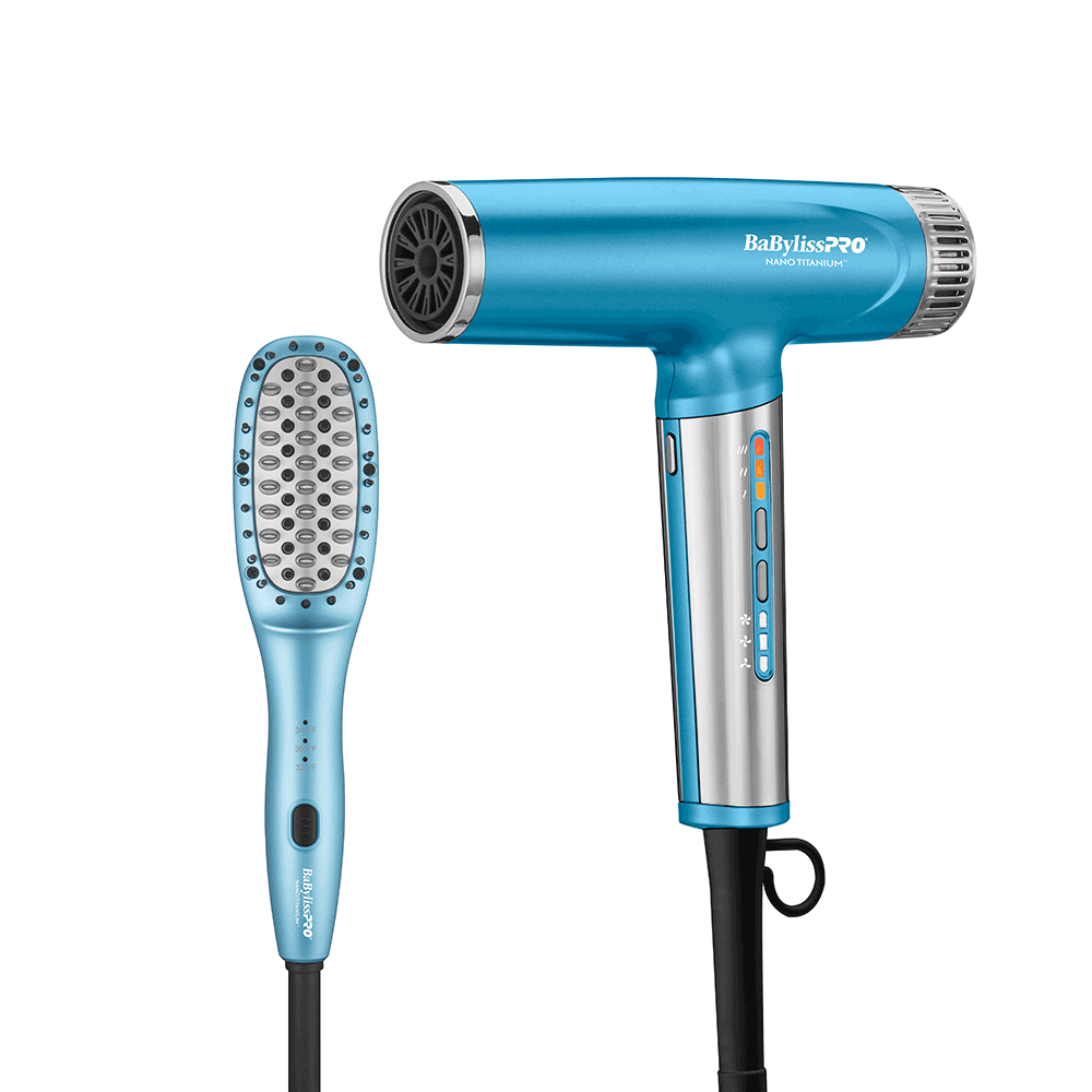 Imagen 2 del producto Combo BaBylissPRO Nano Titanium, secador iónico Nano Light y cepillo térmico de paleta