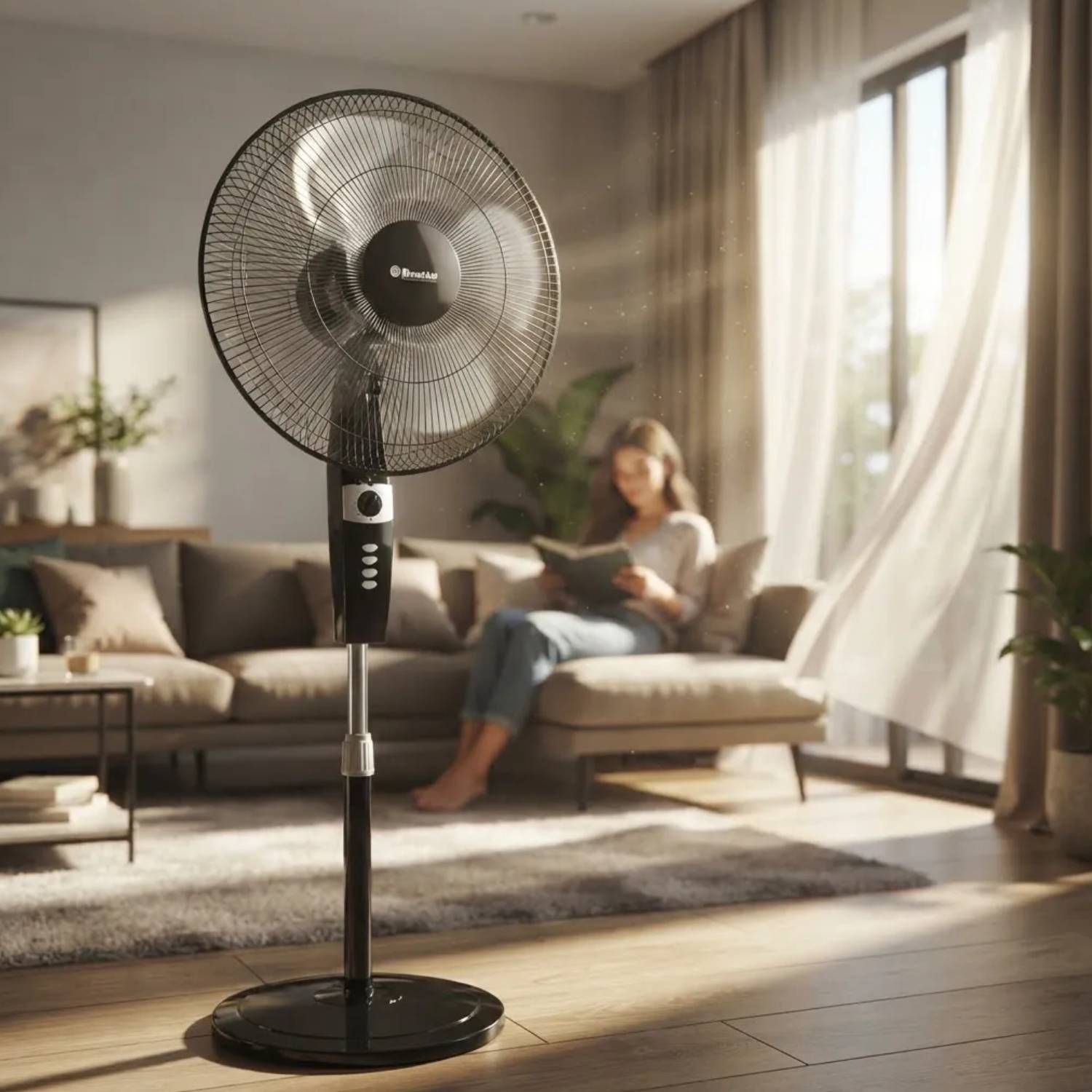 Imagen 2 del producto Ventilador de pedestal Bossko de 18"", con temporizador, oscilación y altura ajustable, negro
