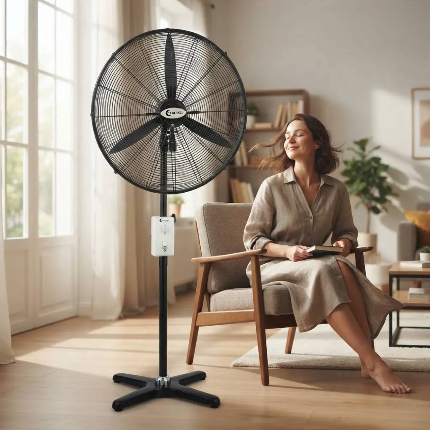 Imagen 2 del producto Ventilador industrial Trevely VT-30A de 30"", 2 en 1 para piso y pared, 3 velocidades, negro