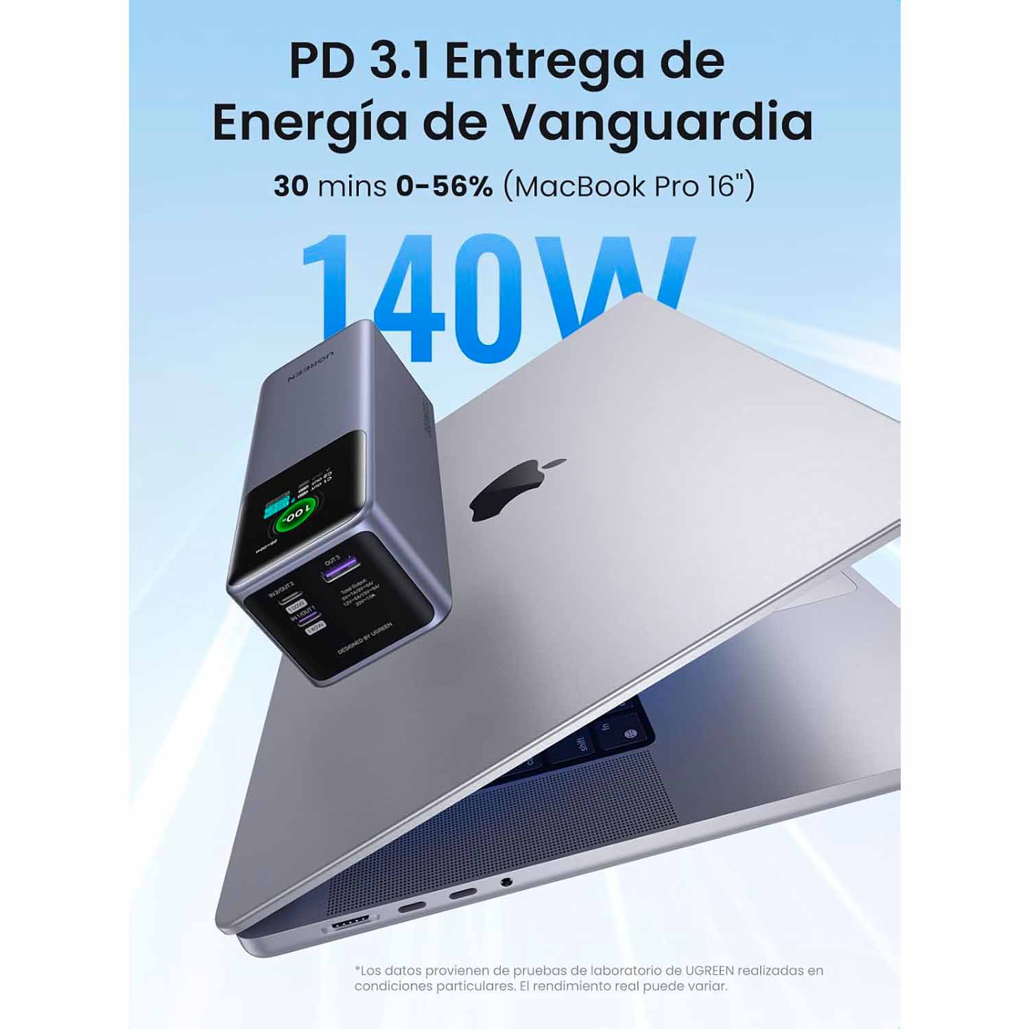 Imagen 2 del producto Batería externa Ugreen Nexode PB722, 25000 mAh, carga rápida de 200 W, pantalla TFT, negro