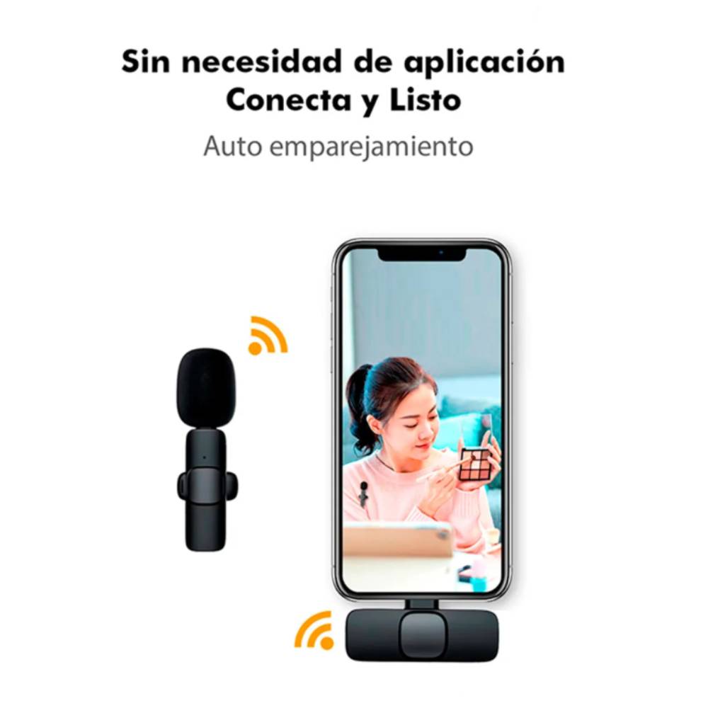 Imagen 2 del producto Micrófono inalámbrico Ottoware K8S de solapa, 1 micrófono, USB Tipo-C, omnidireccional, negro