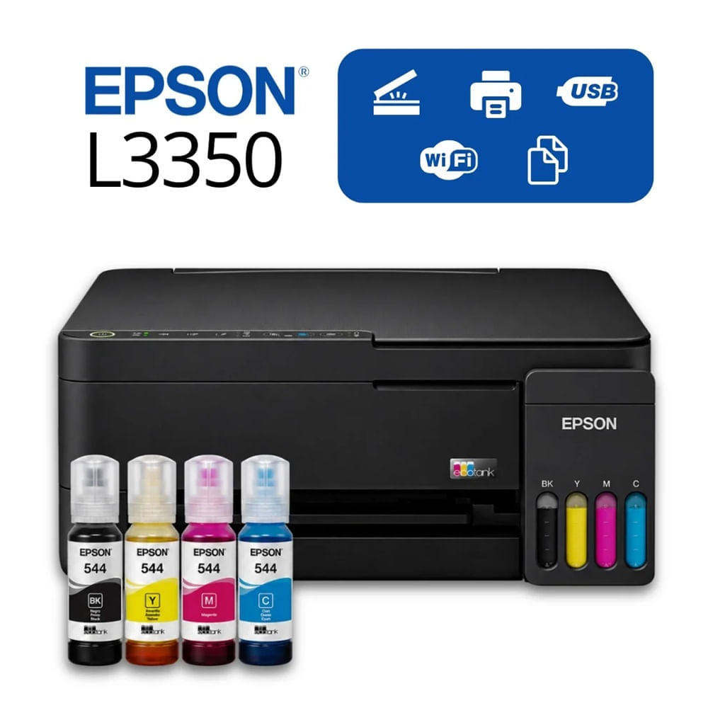 Imagen 2 del producto Impresora multifuncional Epson EcoTank L3350, tanque de tinta, Wi-Fi y USB, negro