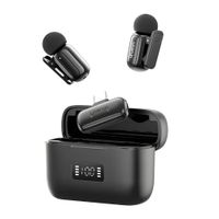 Micrófono inalámbrico Ulanzi A200 mini lavalier, 2 micrófonos, USB Tipo-C, cancelación de ruido, negro