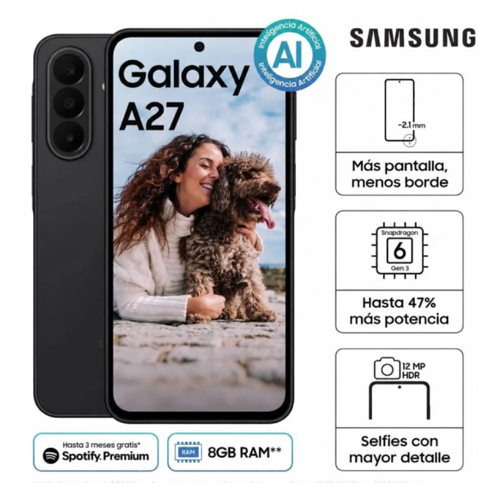 Imagen 2 del producto Samsung Galaxy A27 5G 256 GB, 8 GB RAM, cámara trasera 50 MP y frontal 13 MP, 6.7"", negro
