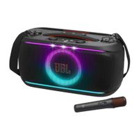 Parlante JBL PartyBox On-The-Go 2 Plus bluetooth 5.4, 100 W RMS, karaoke con IA, luces LED, hasta 15 horas, negro + micrófono inalámbrico
