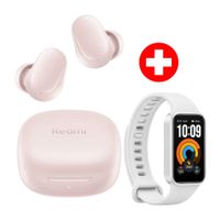 Audífonos Xiaomi Redmi Buds 6 Play in ear bluetooth 5.4, hasta 36 horas, IPX4, rosado + Xiaomi Smart Band 11 Active, gris