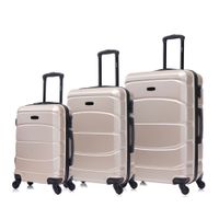 Set de 3 maletas Dukap Sense 51, 61 y 71 cm, 10, 15 y 23 kg, ABS rígido, 4 ruedas dobles 360°, champagne