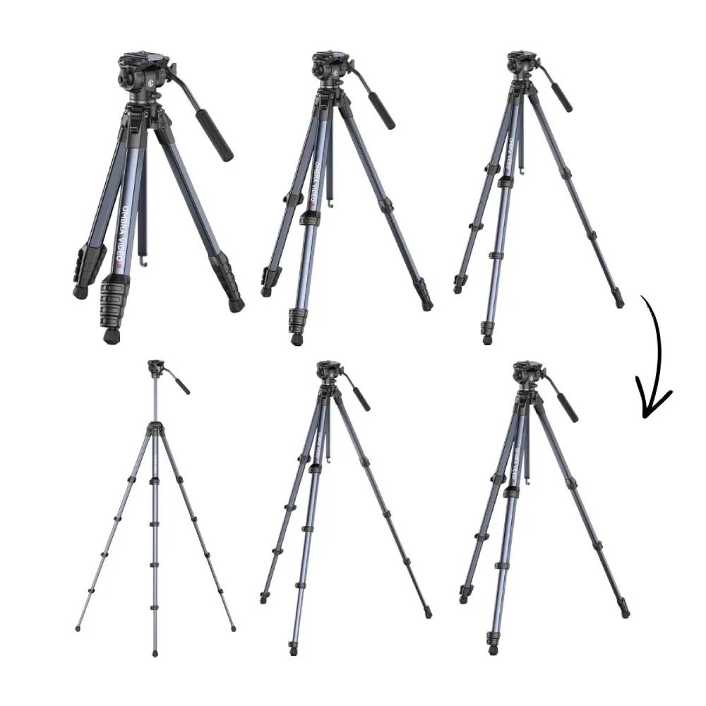 Imagen 2 del producto Trípode de video de viaje Ulanzi Ombra XIANG II (T154), altura máx. 157 cm, aleación de aluminio, negro/azul claro