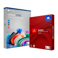 Licencia digital Adobe Acrobat Pro 2020 DC + Microsoft Office 2024 LTSC Professional Plus para Windows 10 y 11, 1 PC, permanente