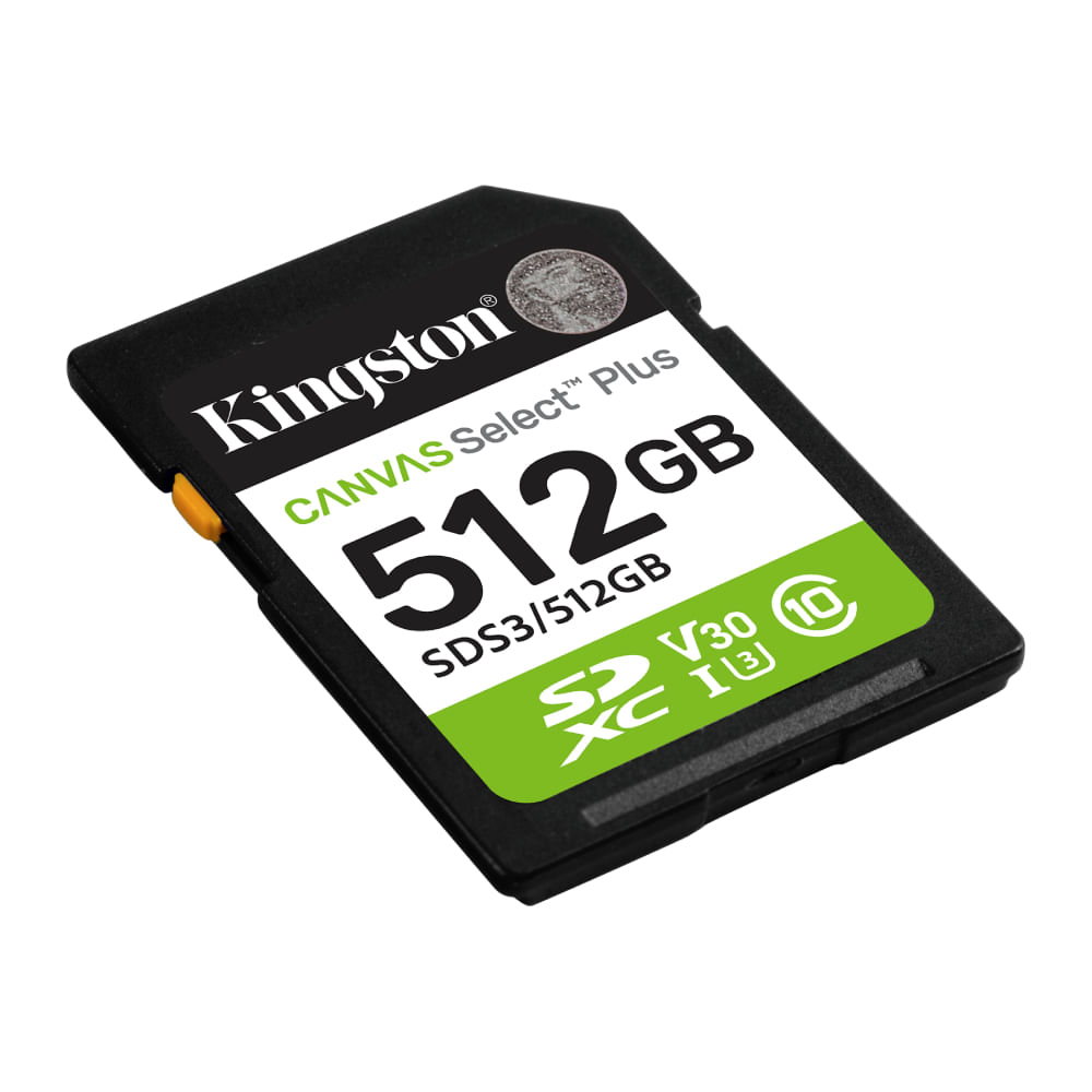 Imagen 2 del producto Tarjeta SDXC Kingston Canvas Select Plus Gen3 512GB, U3, V30, Clase 10, hasta 150 MB/s lectura