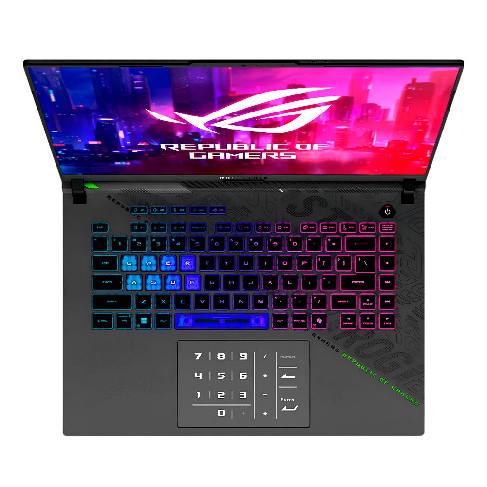 Imagen 2 del producto Laptop gamer Asus ROG Strix G16 16"" WUXGA 165 Hz, Ryzen 9 8940HX, 512 GB SSD, 16 GB RAM, RTX 5060 8 GB, Windows 11 Home, gris + mochila y mouse