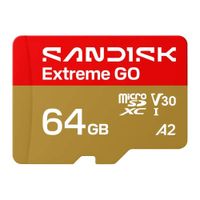 Memoria microSD SanDisk Extreme GO 64GB, Clase 10, velocidad de lectura 170 MB/s, escritura 80MB/s
