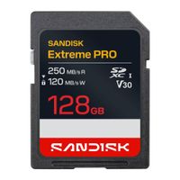 Tarjeta SD SanDisk Extreme PRO 128GB, USH-I, , V30, U3, Clase 10, hasta 250 MB/s lectura