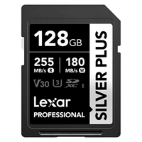 Tarjeta SD Lexar Professional Silver Plus 128GB, UHS-I, Clase 10, U3, V30,  hasta 255 MB/s lectura
