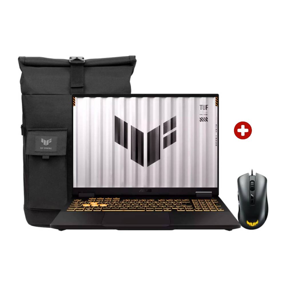 Laptop gamer Asus TUF F16 FX608 16"", Intel Core i7-14650HX, 512GB SSD, 16GB RAM, FreeDos - sin Sistema Operativo, mecha gray + Mochila + Mouse