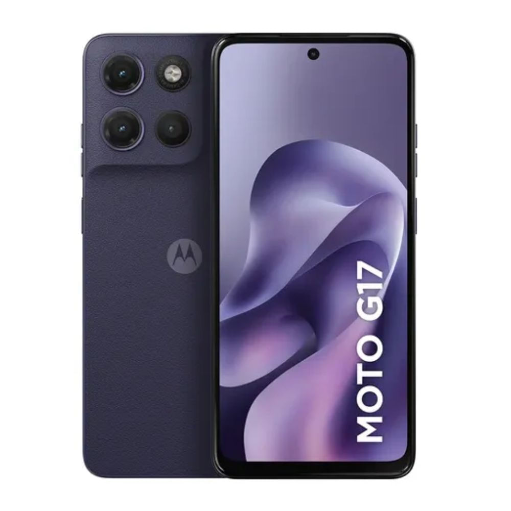 Celular Motorola G17 4G, 128 GB, 4 GB RAM, pantalla FHD+ 6.72"", cámara de 50 MP, batería 5200 mAh, blueberry