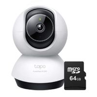 Cámara de seguridad TP-Link Tapo TC72, 2K QHD, 4 MP, Wi-Fi, interior, cobertura 360°, blanco + microSD 64GB