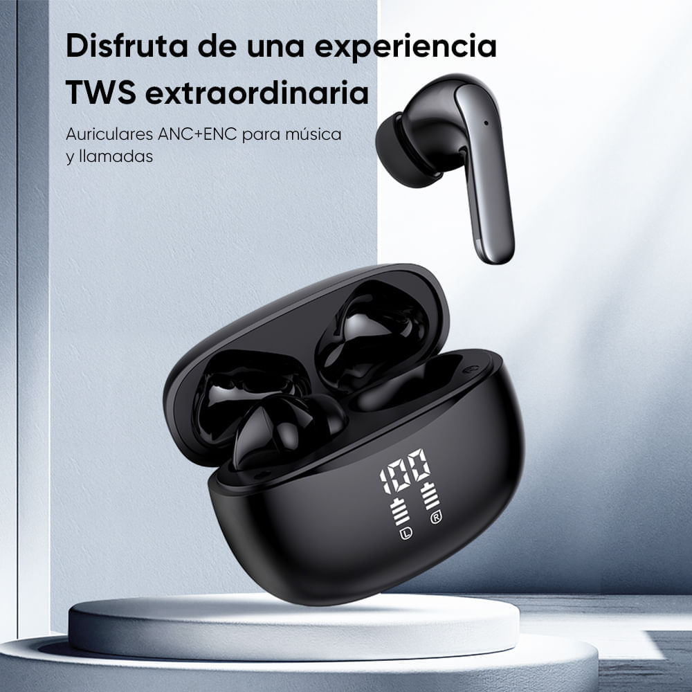 Imagen 2 del producto Audífonos gamer Miccell BH32 TWS, Bluetooth 5.4, in ear, cancelación activa de ruido ANC, hasta 6 horas, negro
