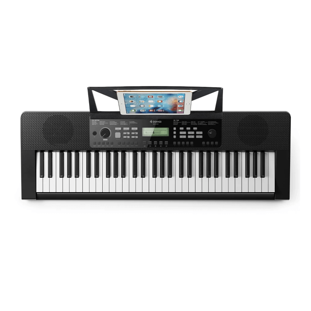 Imagen 2 del producto Órgano electrónico Donner EC3150, 61 teclas sensibles, 300 tonos, 300 ritmos, entrada de micrófono, pantalla LED, negro
