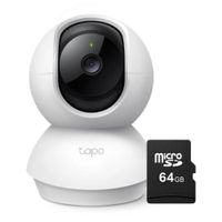 Cámara de seguridad TP-Link Tapo TC70, Wi-Fi, Full HD 1080p, 360°, microSD de 64GB, blanco